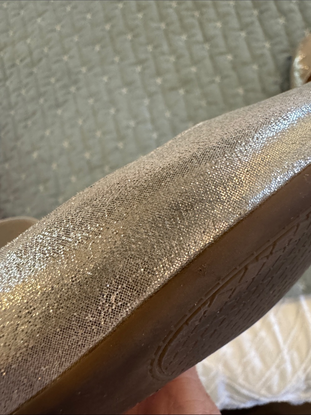 EUC - Jessica Simpson Sparkle Ballet Flats with Ankle Ribbon - Size 6 1/2 - Picture 5 of 6